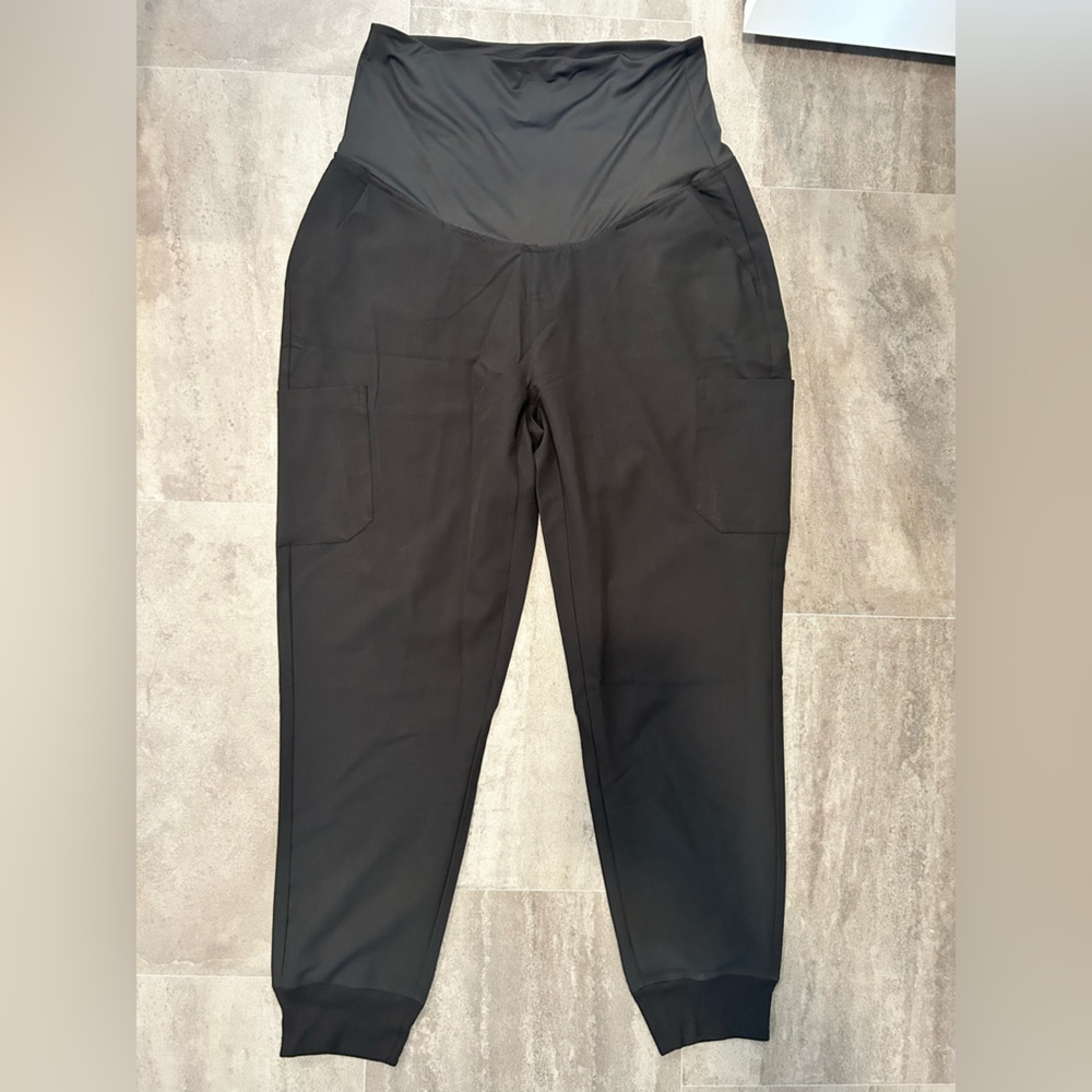 Mandala Black Maternity Jogger Scrub Pants